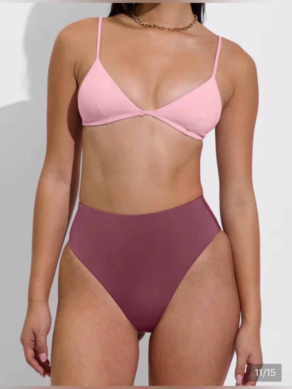 Left On Friday Hi Hi Bikini Bottom High Rise, High Cut Desert Plum - Large